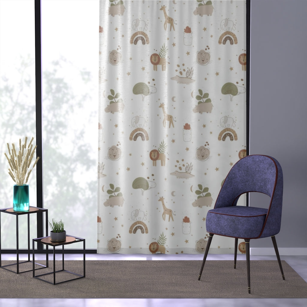 Safari Sheer Curtains, Rainbow Nursery Curtains - Modern Safari