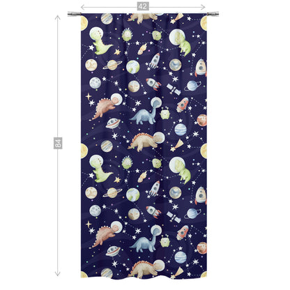 Dinosaur Space Curtain Single Panel, Space Nursery Decor