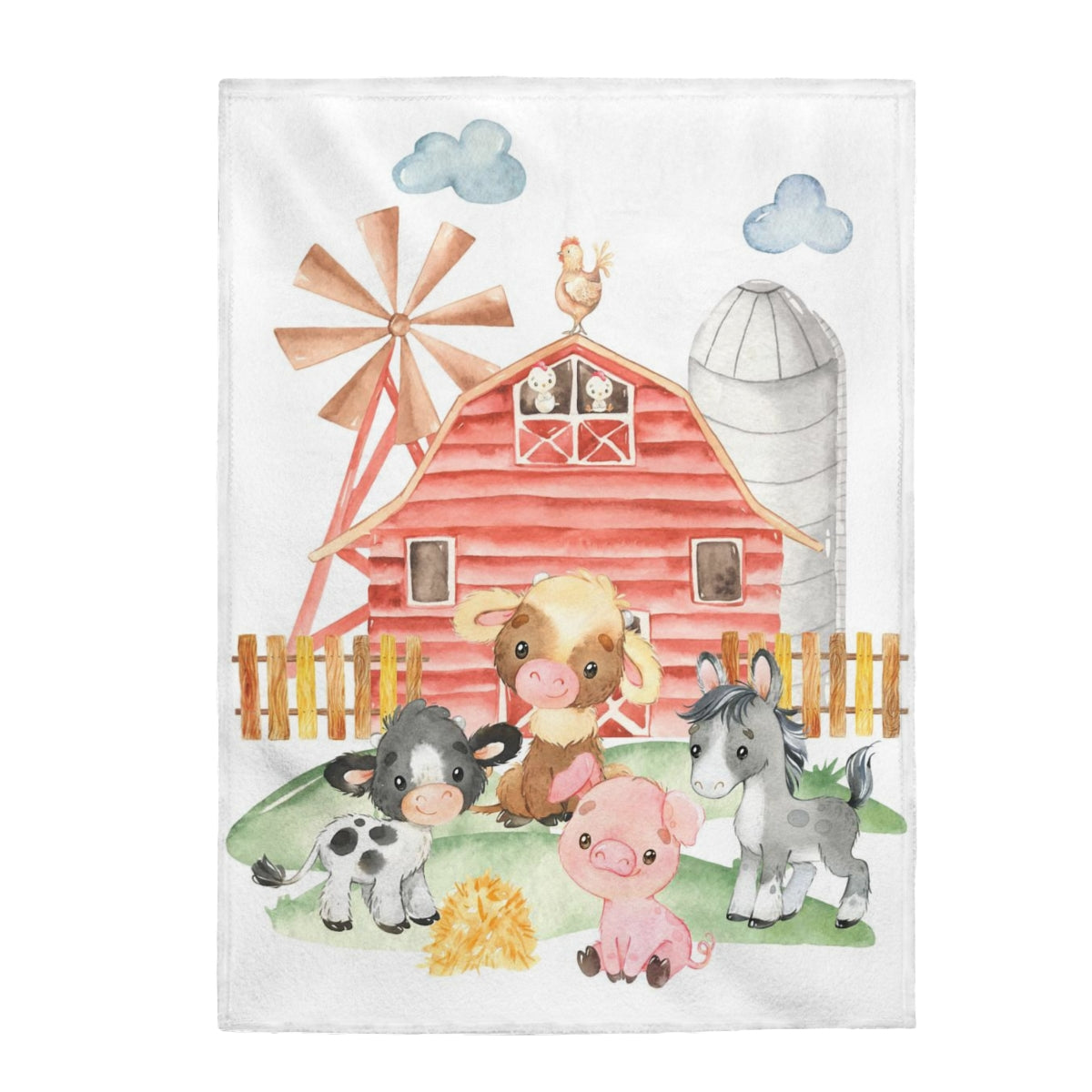 Farm animals baby blanket Barnyard nursery bedding Farm babies Little Gift Cave