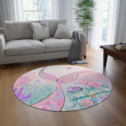 Mermaid round rug, Mermaid nursery decor - Pink Mermaid