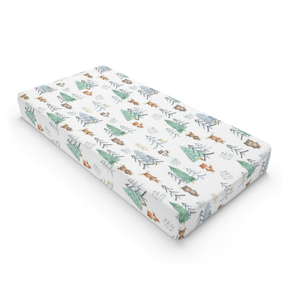 Scandinavian Woodland Changing Pad Cover | Forest Animals Nursery Decor - Scandi Woodland