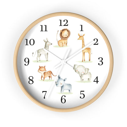 Safari animals clock, Jungle Nursery Decor - Baby Africa