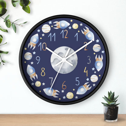 Space Nursery Clock, Planets Kids Room Décor - Outer Space