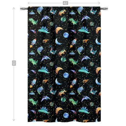 Dino Space Curtain single panel, Planets Nursery Decor