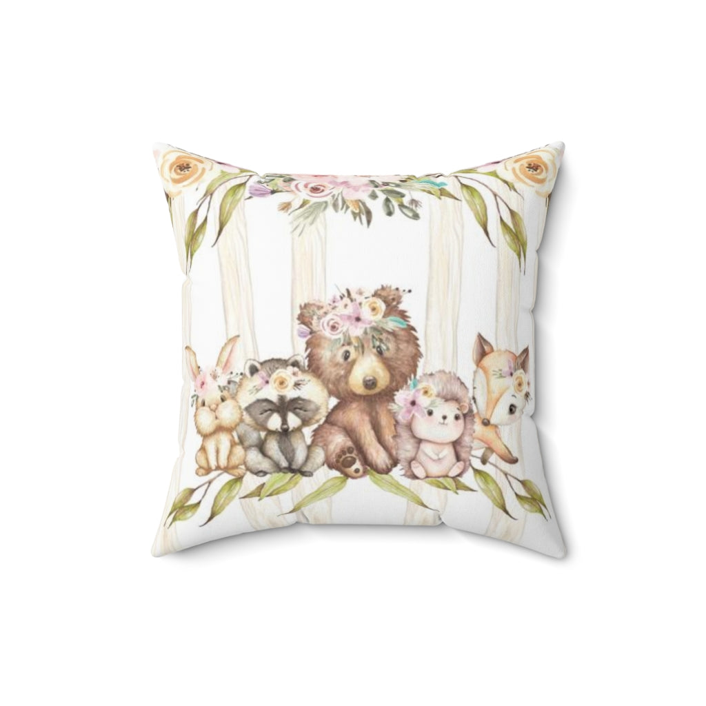 Girl Woodland Animals Pillow Cover, Woodland Nursery decor - Forest Friends