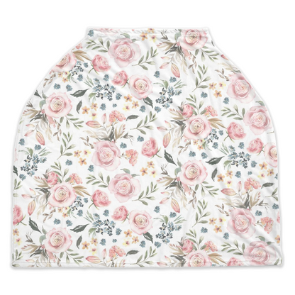 Roses Car Seat Cover, Pink Floral Nursing Cover - Candy Rose