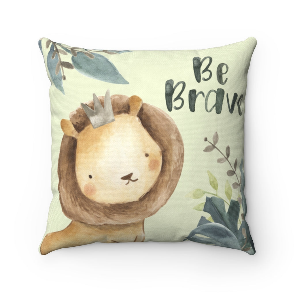 Be Brave Lion Pillow, Safari Nursery Decor - Baby Africa