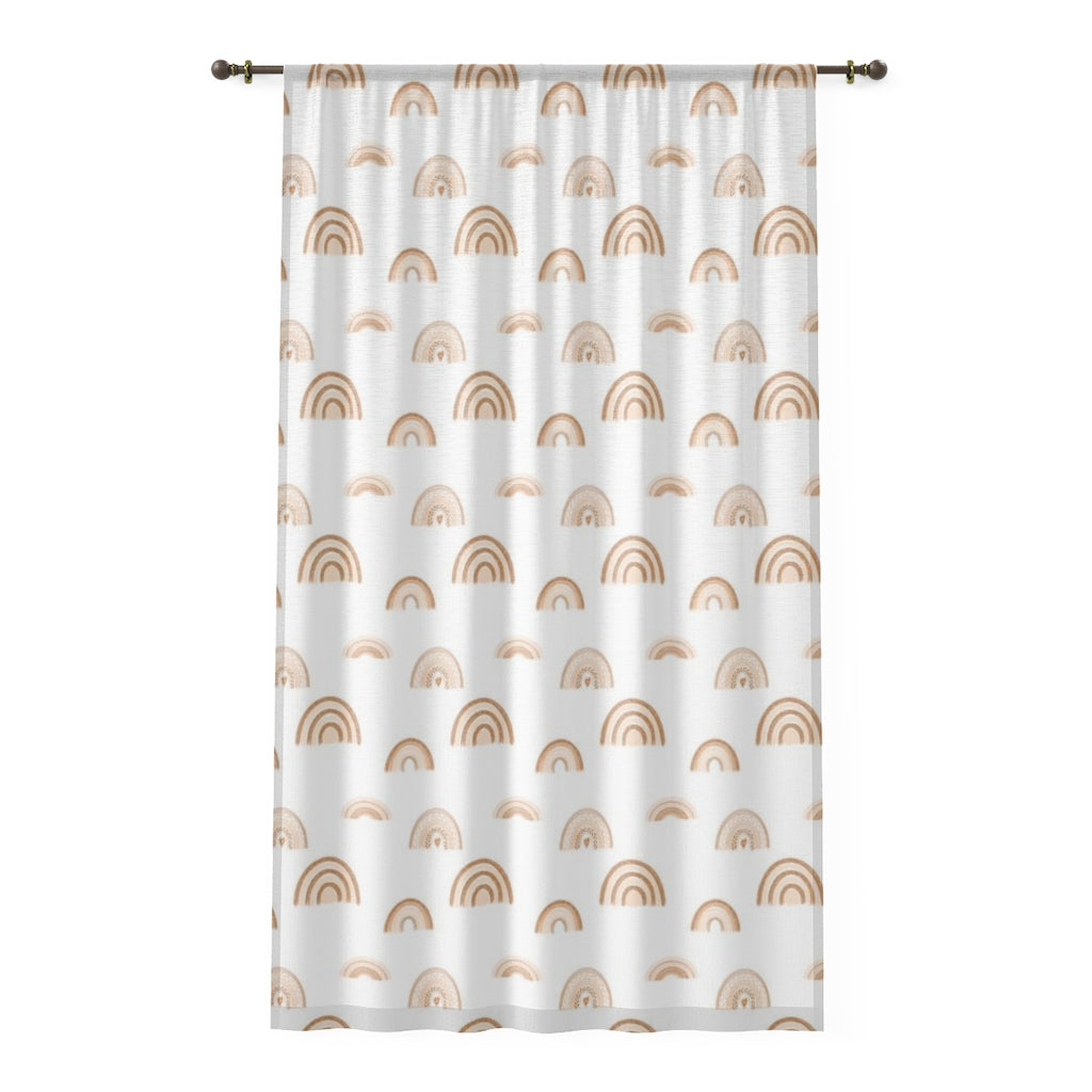 Earth tones rainbow sheer curtain single panel, Neutral rainbow nursery curtain -  Earthy Rainbows