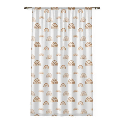 Earth tones rainbow sheer curtain single panel, Neutral rainbow nursery curtain -  Earthy Rainbows