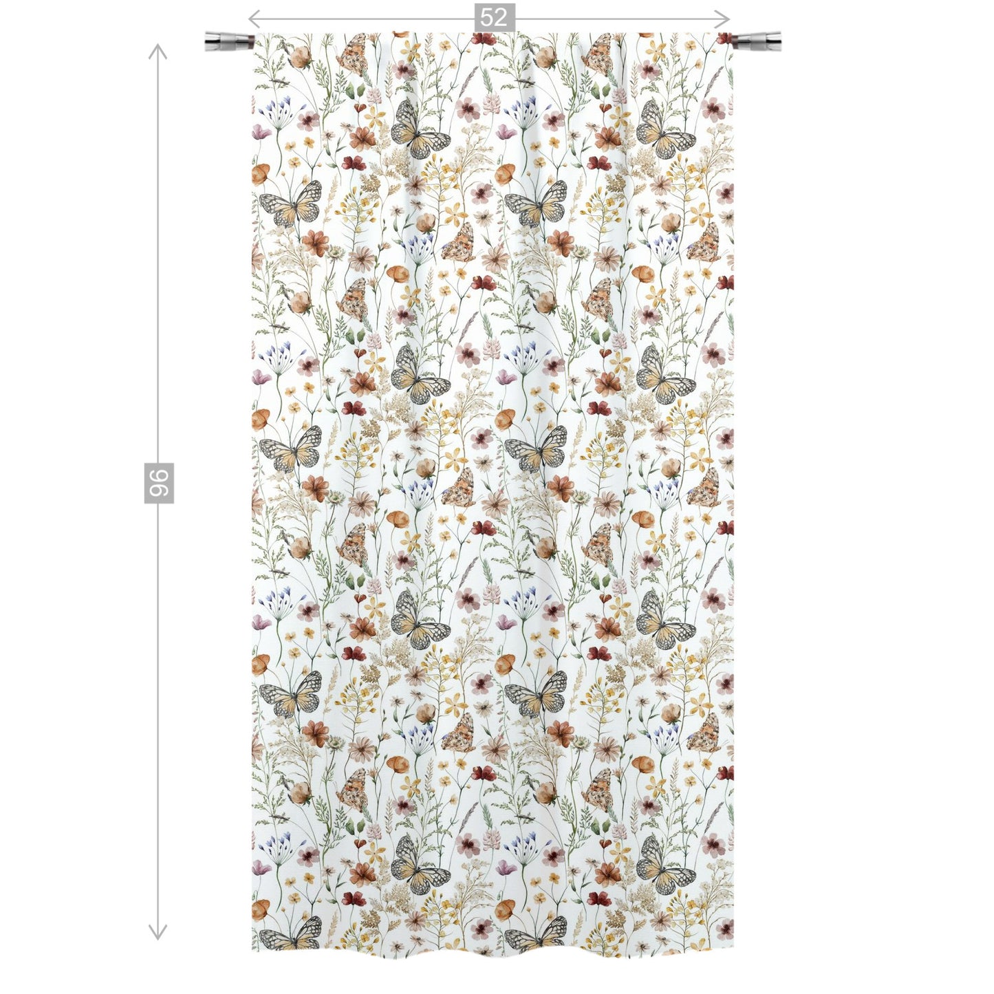 Wildflowers Curtain, Single Panel, Butterfly nursery decor - Butterfly garden