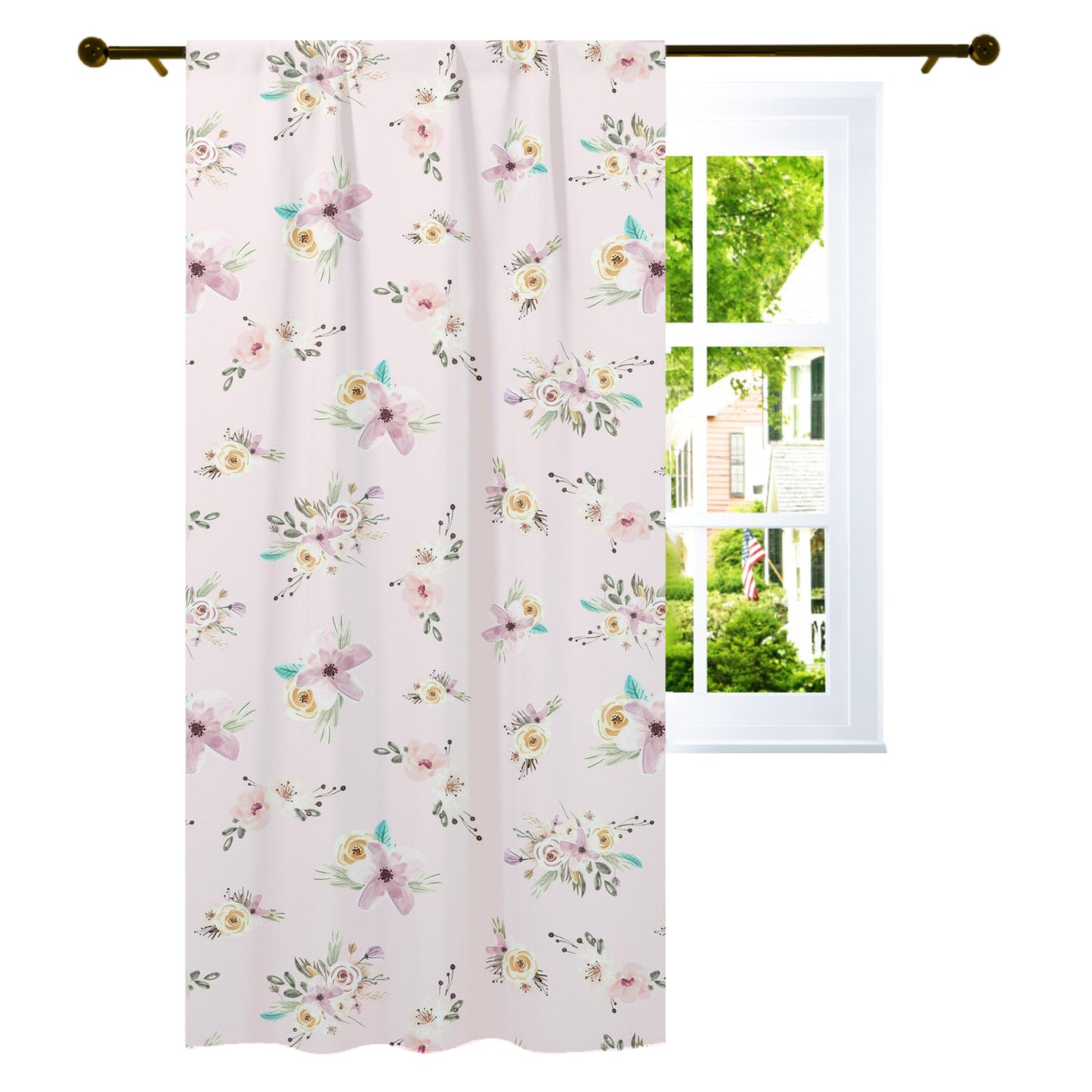 Pink Floral Curtains, Floral Nursery Decor - Forest Friends