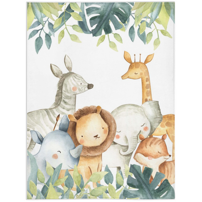 Safari Animals Minky Blanket, Jungle Nursery Bedding - Baby Africa