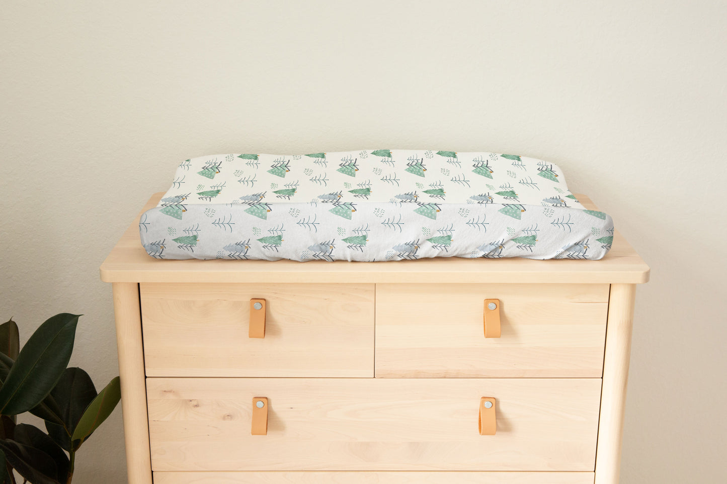 Scandinavian Pine trees Changing pad cover, Forest Nursery Decor - Scandi Woodland