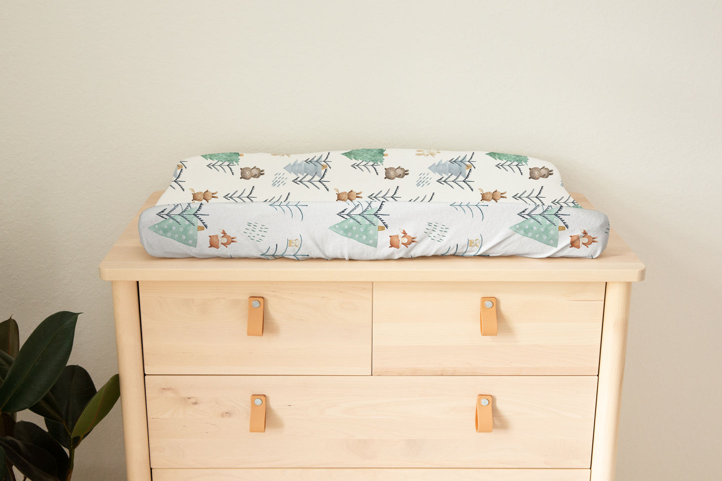 Scandinavian Woodland Changing Pad Cover | Forest Animals Nursery Decor - Scandi Woodland