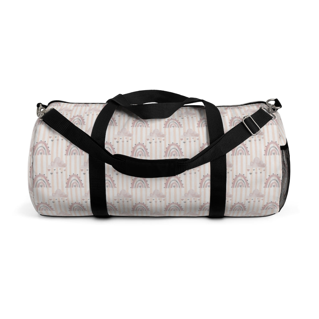 Stripes Pink Rainbow Duffel Bag, Rainbow Hospital Bag - Blush Rainbow