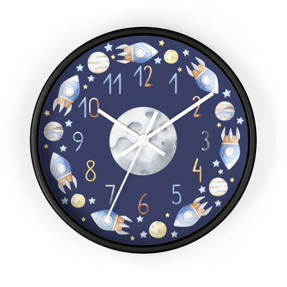 Space Nursery Clock, Planets Kids Room Décor - Outer Space