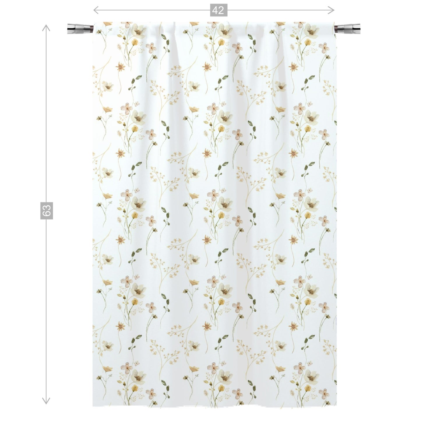 Wildflower Nursery Curtains, Wild Flowers Curtain Single Panel - Mustard Wildflowers