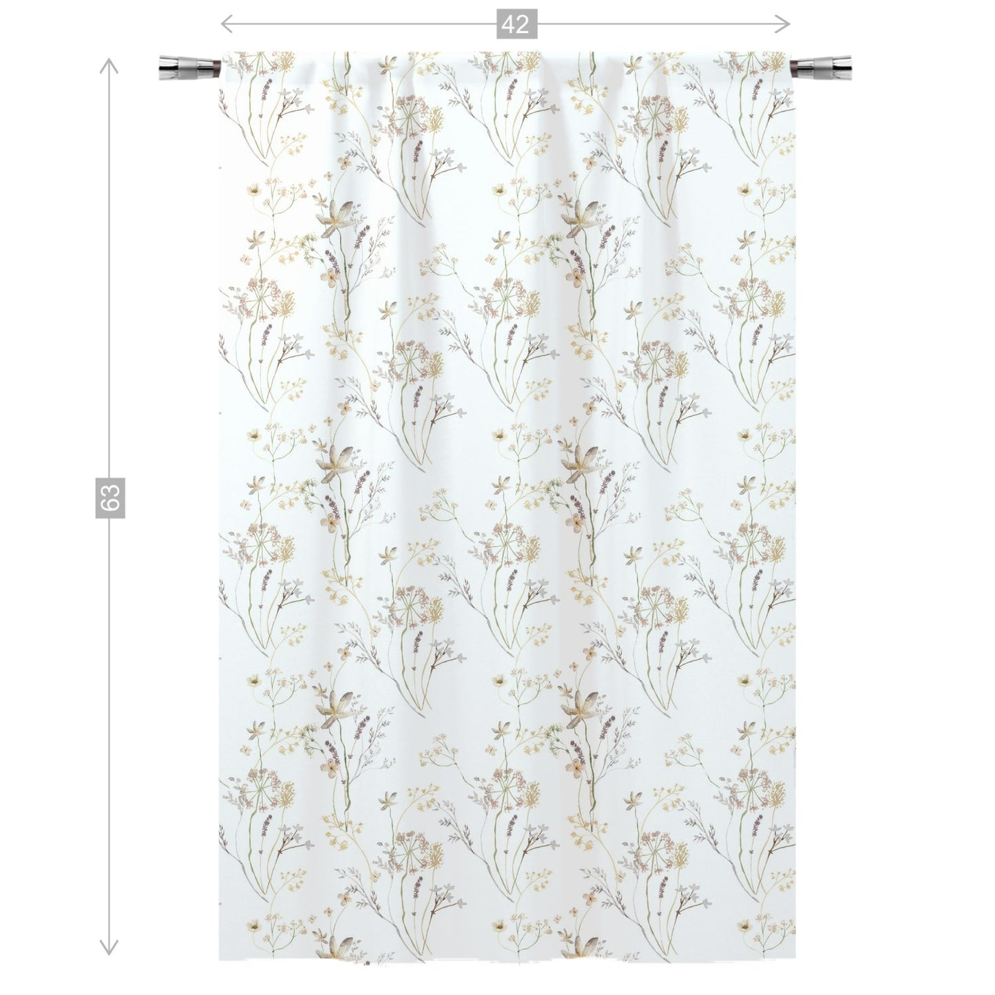 Cream Wildflower curtains, Wild Flowers Nursery Decor - Mustard Wildflowers