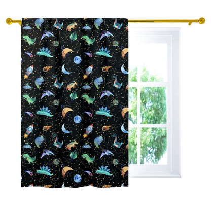 Dino Space Curtain single panel, Planets Nursery Decor