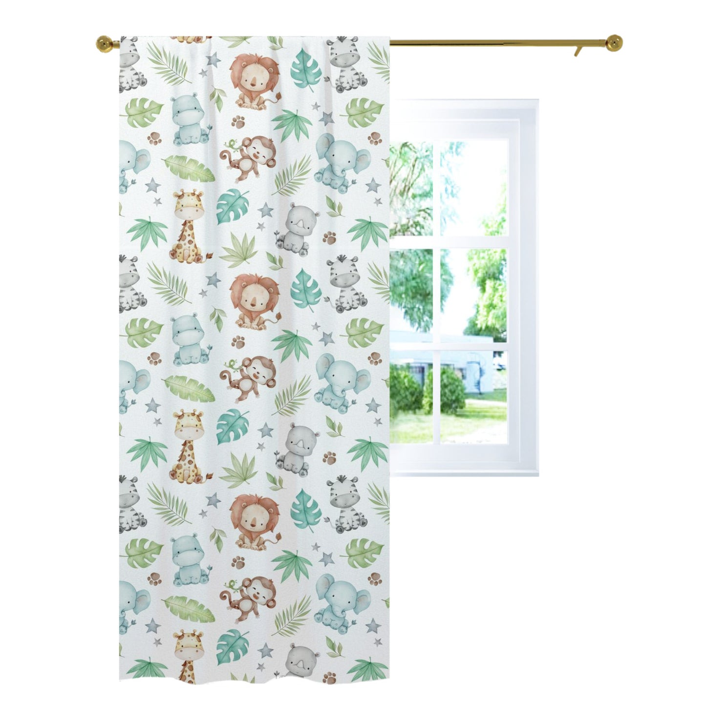 Safari animals Curtain, Single Panel, Safari nursery decor - Cute safari