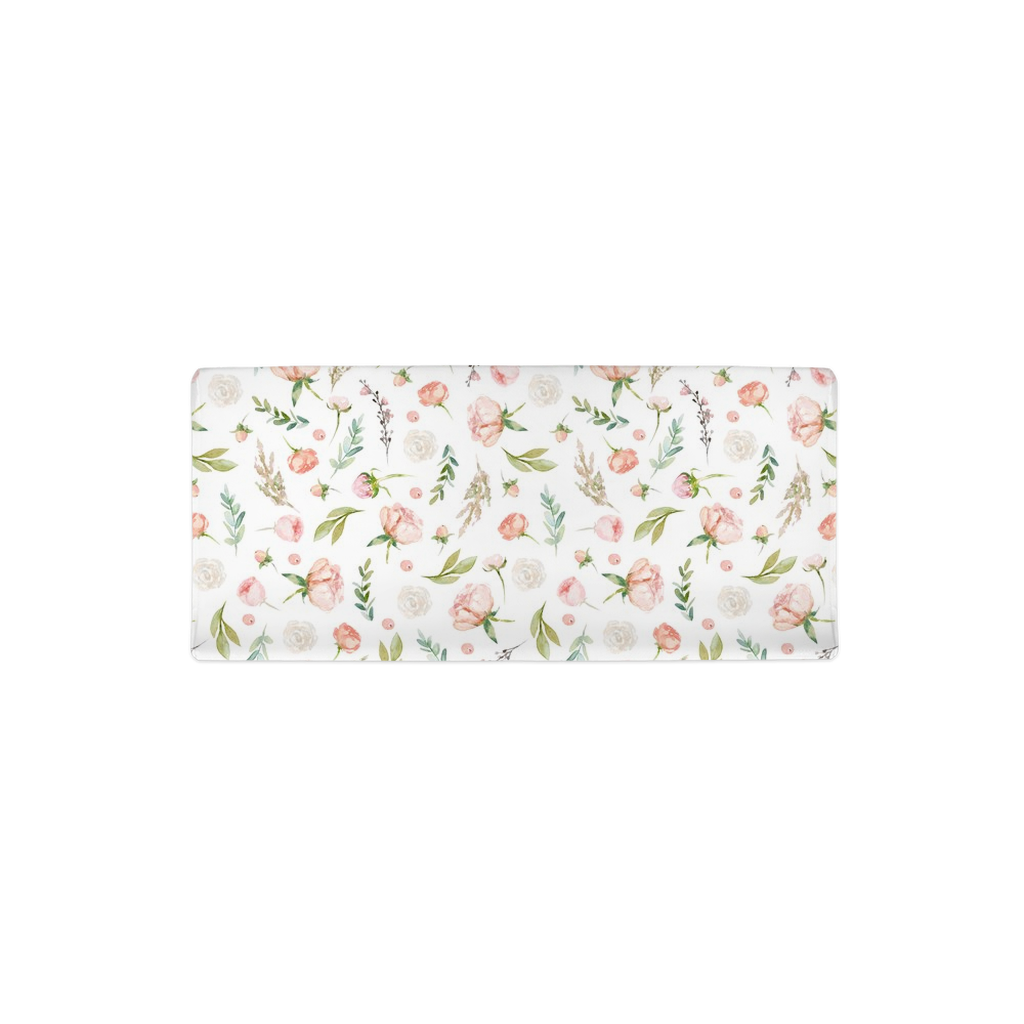 White Floral Changing Pad Cover, Baby Girl Nursery Decor - Pastel Garden