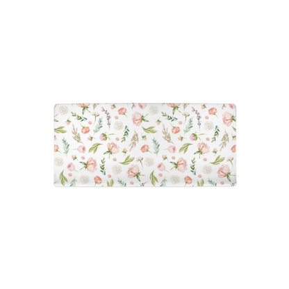 White Floral Changing Pad Cover, Baby Girl Nursery Decor - Pastel Garden