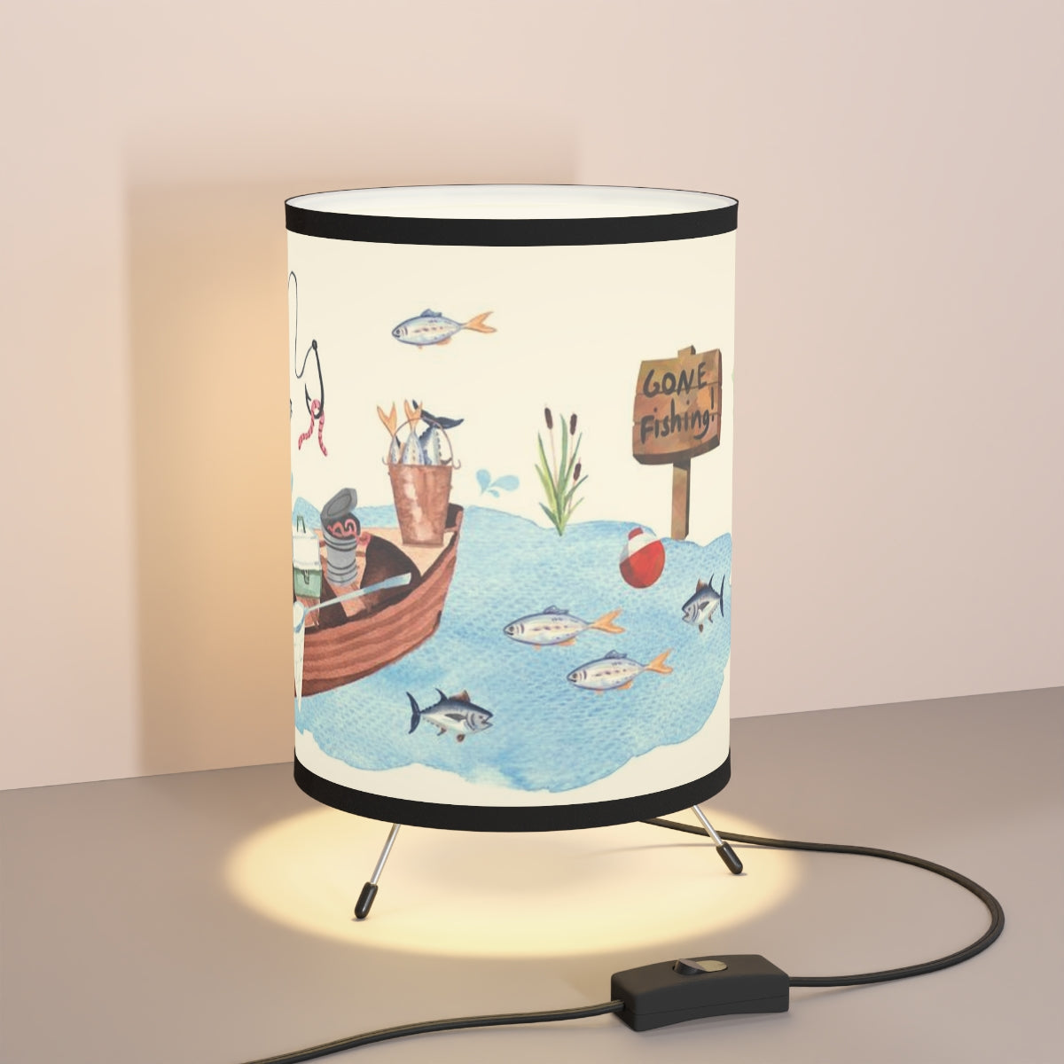 Fishing table lamp, Fishing nursery decor - Little Fisherman