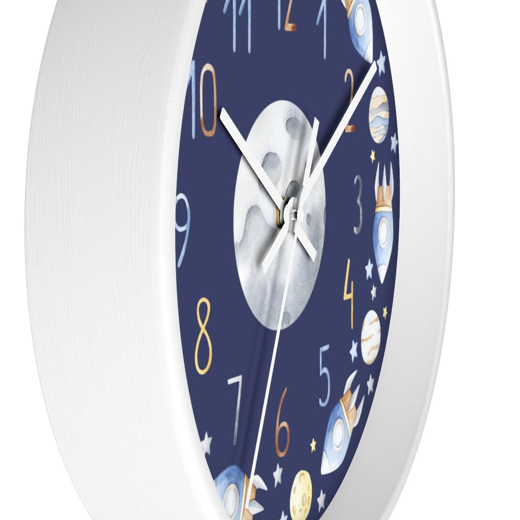 Space Nursery Clock, Planets Kids Room Décor - Outer Space