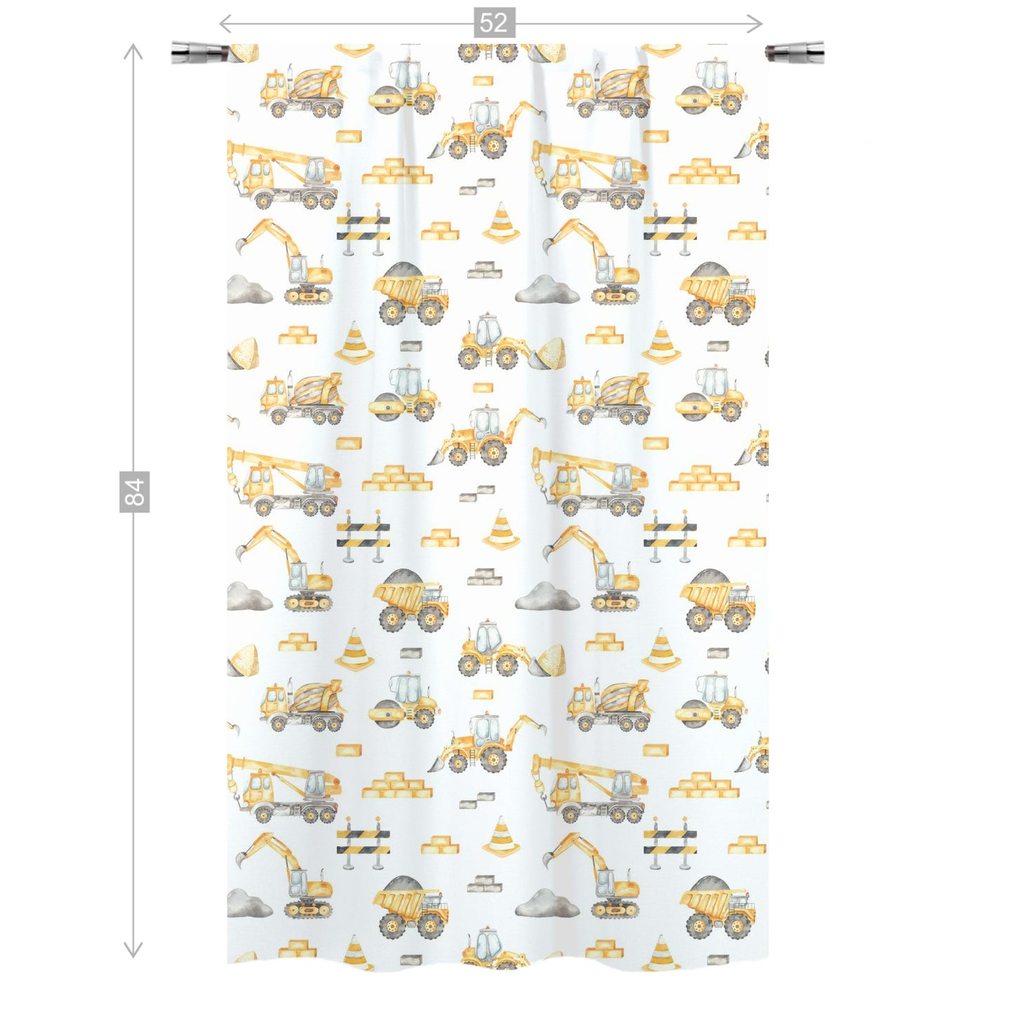 Construction truck curtain single panel, Construction nursery decor - Under Construction