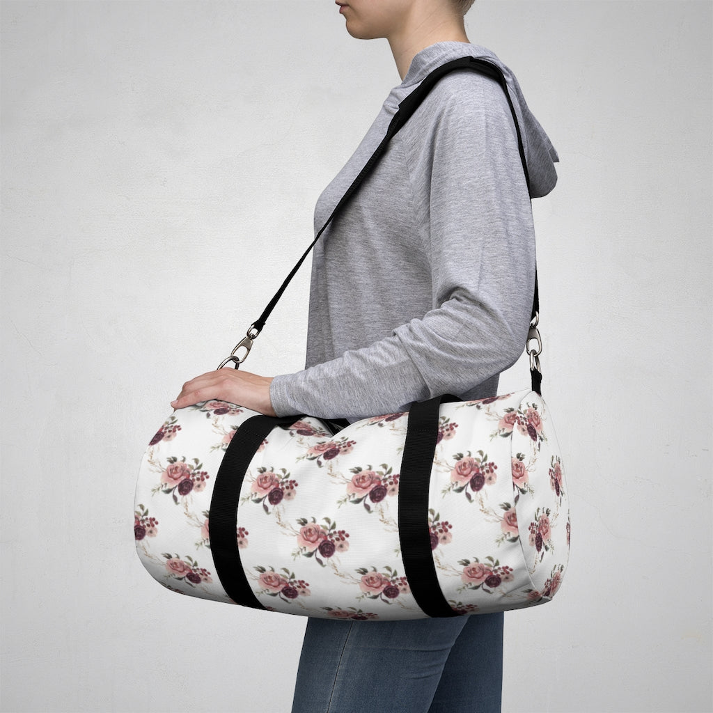 Roses Duffle Bag, Nautical Overnight Bag - Rose Bloom