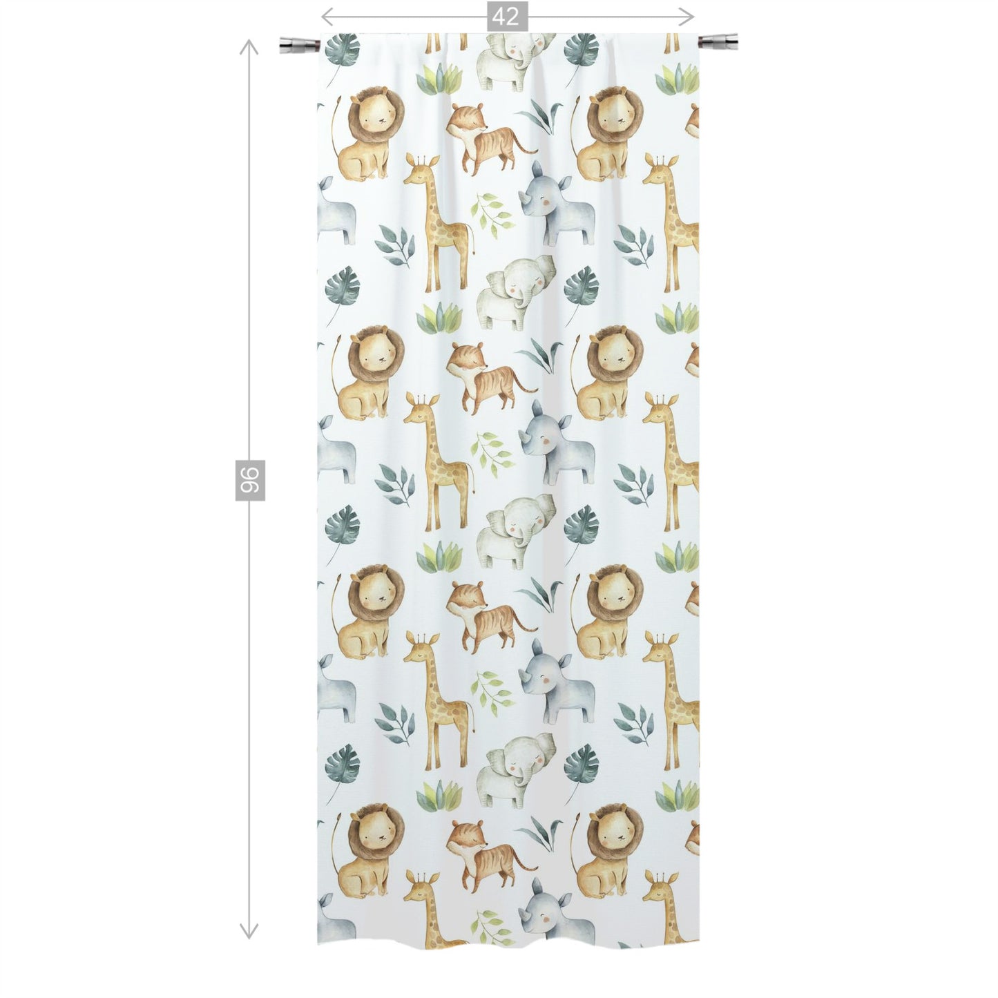 Safari Animals Curtain, Single Panel, Jungle Nursery Decor - Baby Africa