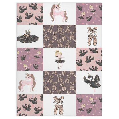 Black Swan Ballerina Minky Blanket, Ballet Nursery Bedding - Sweet Ballet