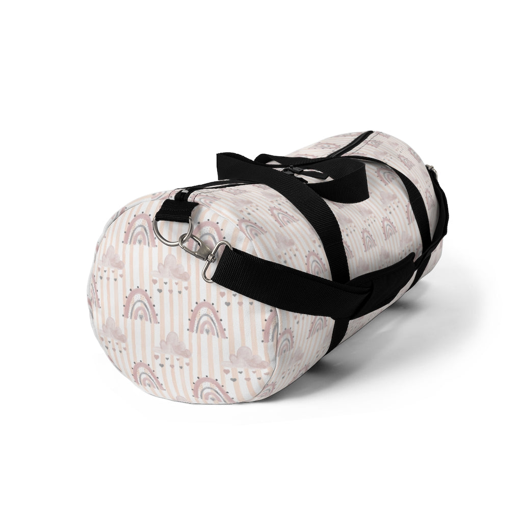 Stripes Pink Rainbow Duffel Bag, Rainbow Hospital Bag - Blush Rainbow