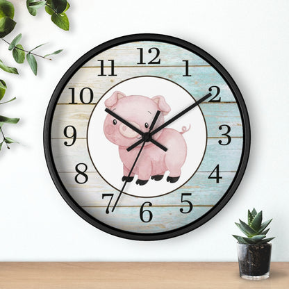 Pig Kids Wall Clock | Farm Nursery Decor