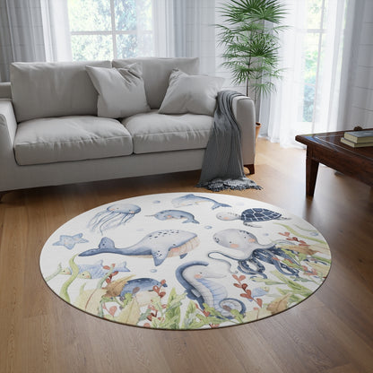 Under the sea Nursery Round Rug, Ocean Nursery Decor - Little Ocean