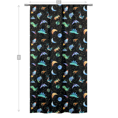 Dino Space Curtain single panel, Planets Nursery Decor