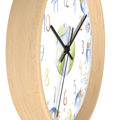 Rockets Wall Clock, Planets Nursery Décor - Outer Space