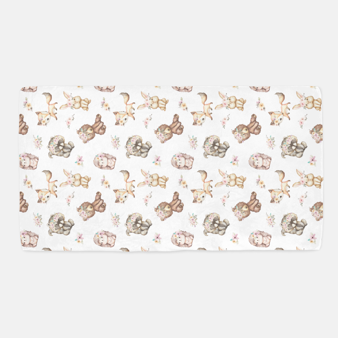 Woodland Animals Crib Sheet, Forest Girl Nursery Bedding - Forest Friends