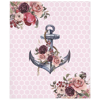 Nautical Bloom Floral Anchor Minky Blanket, Nautical Nursery Bedding