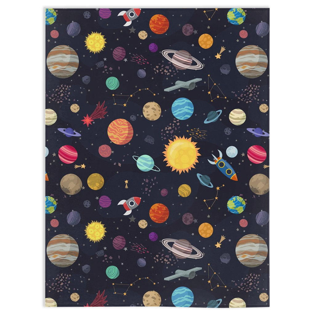 Solar System Minky Blanket, Space Kids room bedding