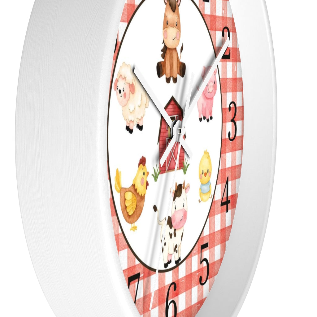 Farm Animals Kids Wall Clock | Farm Nursery Decor