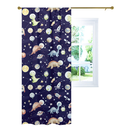 Dinosaur Space Curtain Single Panel, Space Nursery Decor