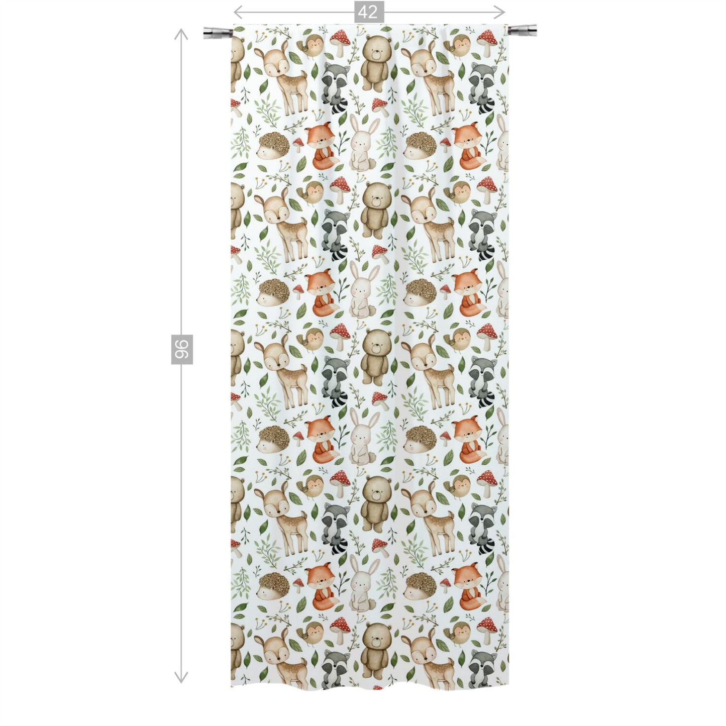 Forest Curtain, Single Panel, Woodland nursery decor - Magical Forest