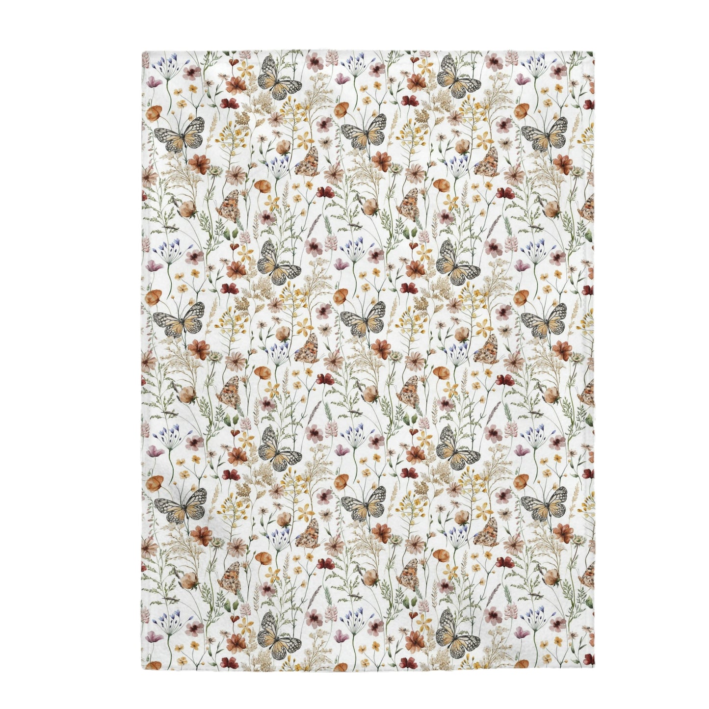 Wildflowers blanket, Boho floral nursery bedding - Butterfly garden