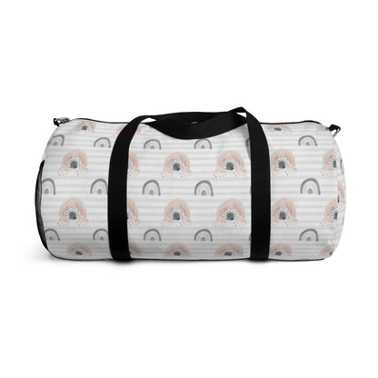 Gray Stripes Duffel Bag, Rainbow Hospital Bag - Blush Rainbow