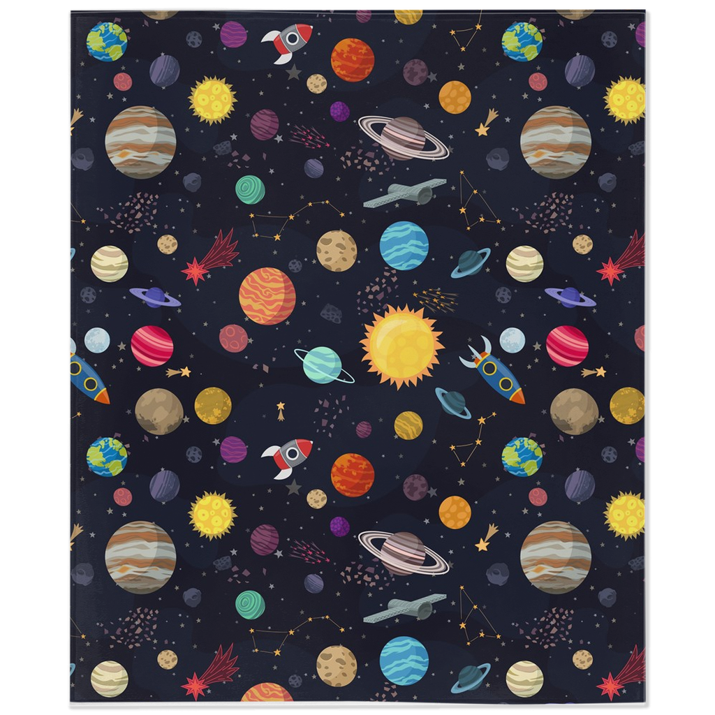 Solar System Minky Blanket, Space Kids room bedding