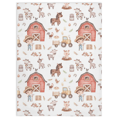 Farm Boy Minky Blanket, Barnyard Nursery Bedding - Lovely Farm