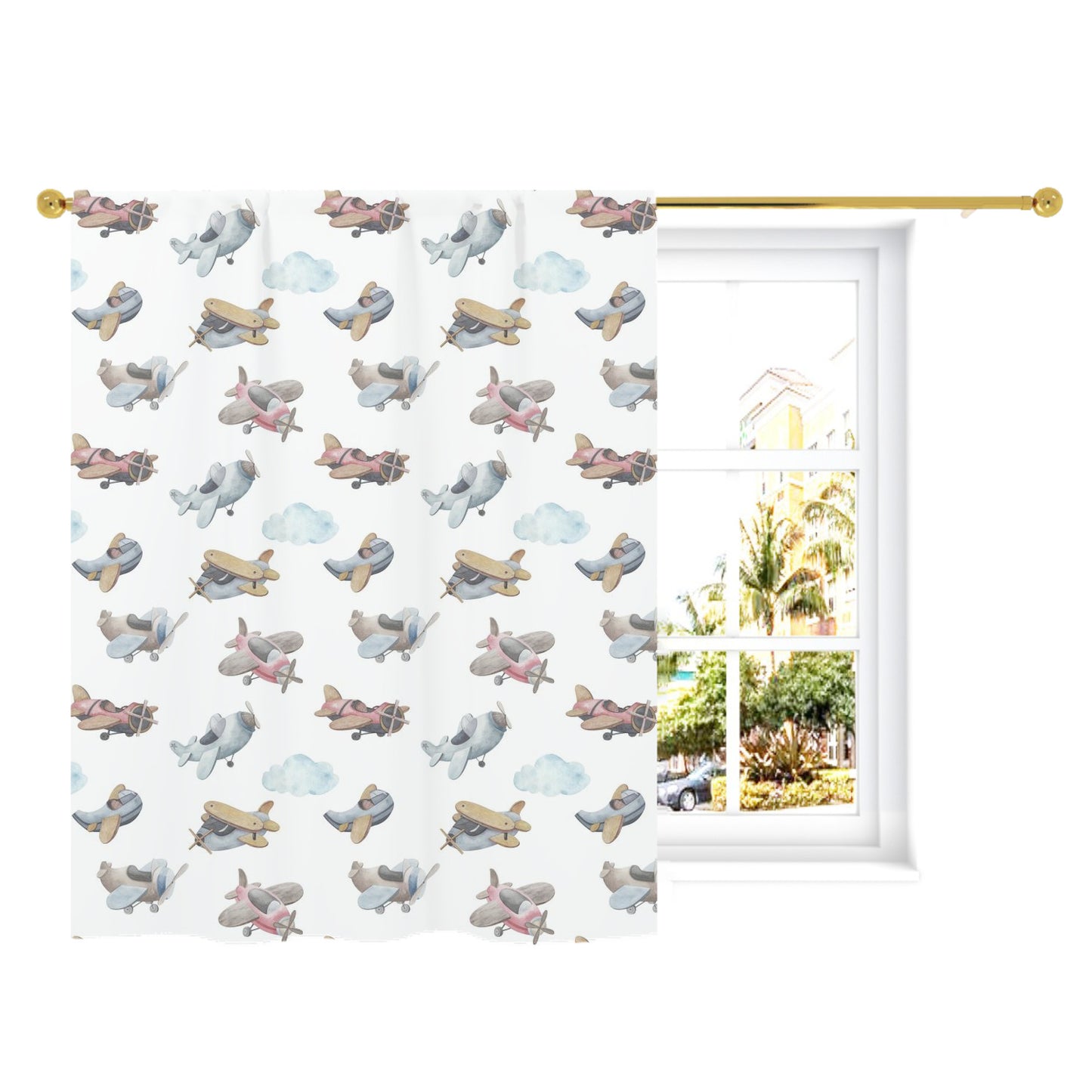 Airplanes Curtain single panel, Airplanes Nursery Bedding - Little Aviator