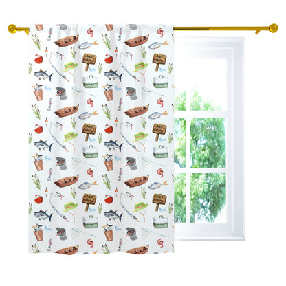 Fishing nursery curtain single panel - Fishing nursery decor - Little fisherman