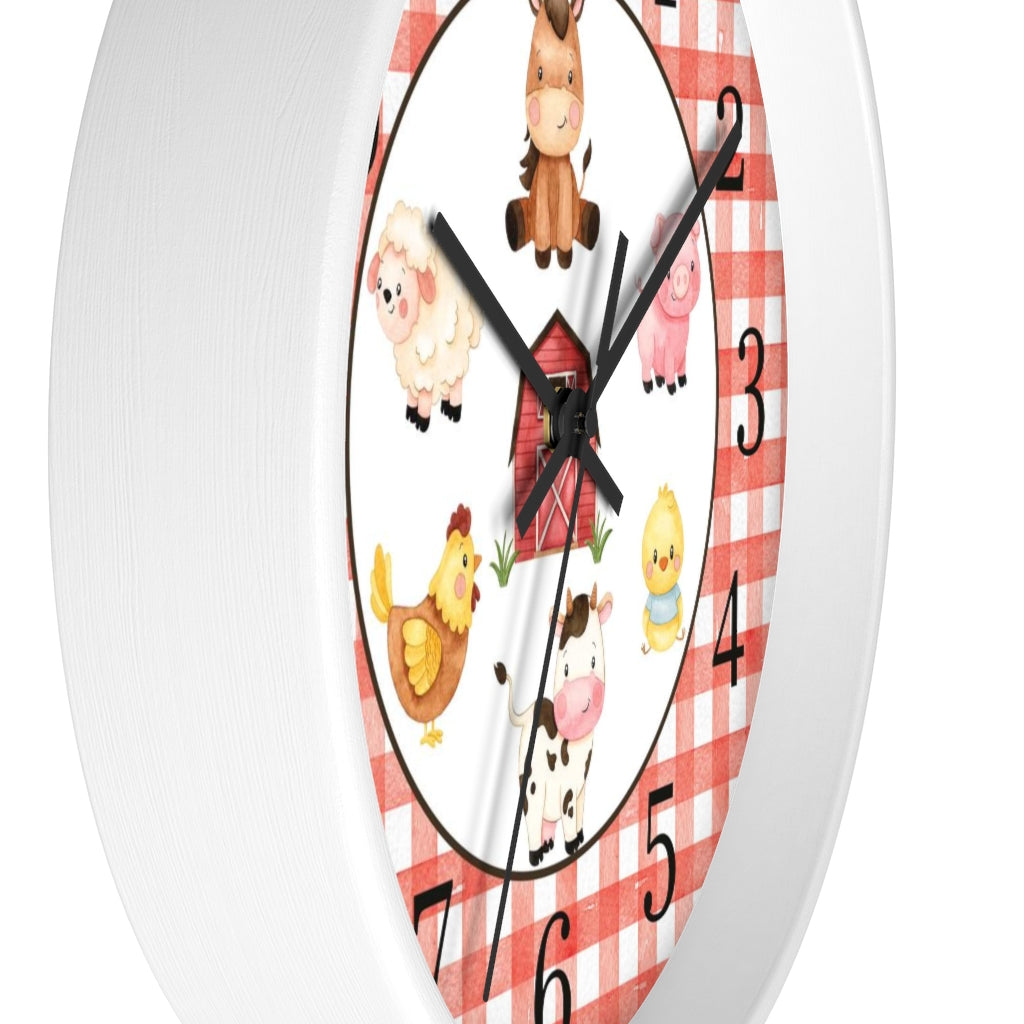 Farm Animals Kids Wall Clock | Farm Nursery Decor